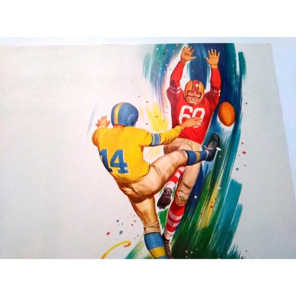 7 Up Soda Football Vintage 1950's Book Cover UNUSED Sports Poster Art 2 Sides - Picture 5 of 7